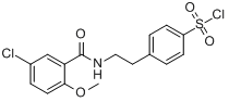 4-[2-(5-氯-2-甲氧基苯甲酰氨基)乙基]苯磺酰氯;对-[2-(5-氯-邻甲氧苯甲酰氨基)乙基]苯磺酰氯分子式结构图