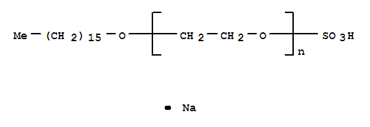 α-磺基-ω-(十六烷基氧基)聚(氧基-1,2-亚乙基)钠盐分子式结构图