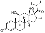 9α-氟-11β,17α-二羟基-21-二碘-16β-甲基孕甾-1,4-二烯-3,20-二酮;9α-氟-21-二碘-16β-甲基孕甾-1,4-二分子式结构图