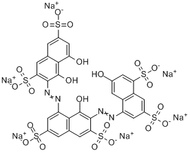 钙色素;5-[(1,8-二羟基-3,6-二磺基-2-萘基)偶氮基]-4-羟基-3[(8-羟基-3,6-二磺基-1-萘基)偶氮基]-2,7-萘二?分子式结构图