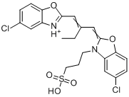 5-氯-2-[2-[[5-氯-3-(3-磺丙基)-2(3H)-苯并恶唑亚基]甲基]-1-丁烯]-3-(3-磺丙基)-苯并恶唑内翁盐三乙胺盐(1分子式结构图