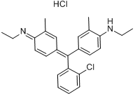 4-[(2-氯苯基)[4-(乙基亚氨)-3-甲基-2,5-环己二烯-1-亚基]甲基]-N-乙基-2-甲基苯胺盐酸盐分子式结构图