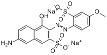 7-氨基-4-羟基-3-[(4-甲氧基-2-磺基苯基)偶氮]-2-萘磺酸双钠盐分子式结构图