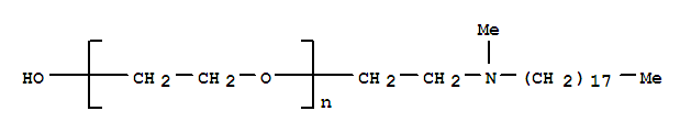 α-[2(甲基十八烷基氨基)乙基]-ω-羟基-聚(氧代-1,2-乙二基)分子式结构图