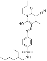 4-[(1-丁基-5-氰基-1,6-二氢-2-羟基-4-甲基-6-氧代-3-吡啶基)偶氮]-N-(2-乙基己基)-苯磺酰胺分子式结构图