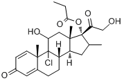 9α-氯-11β,17α,21-三羟基-16β-甲基孕甾-1,4-二烯-3,20-二酮-17-丙酸酯;9α-氯-分子式结构图