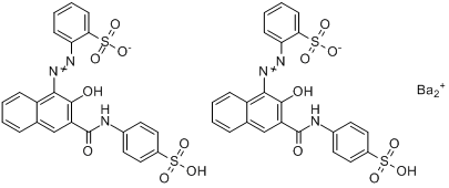 2-[[2-羟基-3-[[(4-磺基苯基)氨基]羰基]-1-萘基]偶氮]苯磺酸钡盐;C.I.颜料红151分子式结构图
