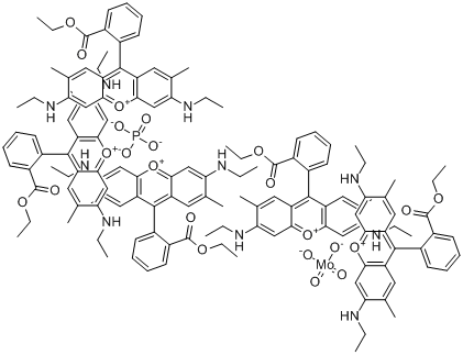 9-[2-(乙氧基羰基)苯基]-3,6-双(乙基氨基)-2,7-二甲基-3H-占吨翁钼酸酯磷酸酯分子式结构图