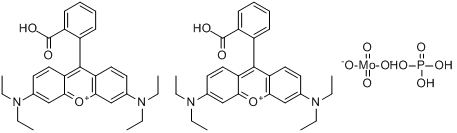 9-(2-羧基苯基)-3,6-二(二乙氨基)-占吨翁钼酸磷酸盐分子式结构图