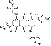 9,10-二氢-1,5-二羟基-9,10-二氧代-4,8-双[(磺甲基)氨基]-2,6-蒽二磺酸四钠盐分子式结构图