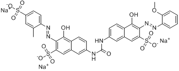 4-羟基-7-[[[[5-羟基-6-[(2-甲氧基苯基)偶氮]-7-磺基-2-萘基]氨基]羰基]氨基]-3-[(2-甲基-4-磺苯基)偶氮]-2分子式结构图