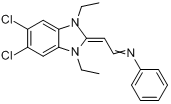 5,6-二氯-1,3-二乙基-2-(2-苯基亚氨基亚乙基)苯并咪唑啉分子式结构图