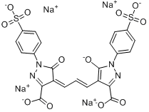 4-[3-[3-羧基-5-羟基-1-(4-磺苯基)-1H-吡唑-4-基]-2-亚丙烯基]-4,5-二氢-5-氧代-1-(4-磺苯基)-1-吡唑-3-羧?分子式结构图