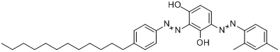 4-[(2,4-二甲基苯基)偶氮]-2-[(4-十二烷基苯基)偶氮]-1,3-苯二酚分子式结构图