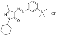 N,N,N-三甲基-3-[(4,5-二氢-3-甲基-5-氧代-1-苯基-1H-吡唑-4-基)偶氮]苯基季铵盐酸盐分子式结构图