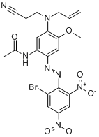 N-[2-(2-溴代-4,6-二硝基苯偶氮基)-5-[(2-氰基乙基)-2-丙烯基氨基]-4-甲氧基苯基]乙酰胺分子式结构图