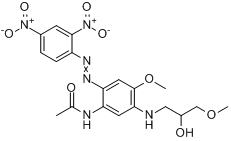 N-[2-[(2,4-二硝基苯基)偶氮]-5-[(2-羟基-3-甲氧基丙基)氨基]-4-甲氧基苯基]-乙酰胺分子式结构图