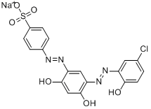 4-[[5-[(5-氯-2-羟基苯基)偶氮基]-2,4-二羟苯基]偶氮基]苯磺酸钠分子式结构图