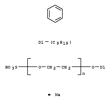 α-磺基-ω-(异壬基苯氧基)-聚环氧乙烷钠盐分子式结构图