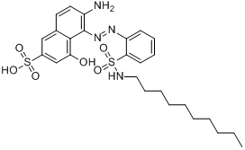 6-氨基-5-[[2-[(癸氨基)磺酰基]苯基]偶氮]-4-羟基-2-萘磺酸分子式结构图