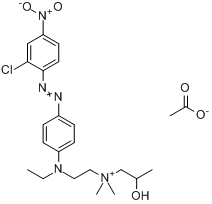 N-[2-[[4-[(2-氯-4-硝基苯基)偶氮]苯基]乙基氨基]乙基]-2-羟基-N,N-二甲基-丙铵醋酸酯分子式结构图