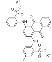 4,4'-[(9,10-二氢-9,10-二氧代-1,4-亚蒽基)二亚氨基]二(3-甲苯磺酸)二钾分子式结构图