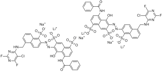 4-(苯甲酰氨基)-6-[[5-[[(5-氯-2,6-二氟-4-嘧啶基)氨基]甲基]-1-磺基-2-萘基]偶氮]-5-羟基-1,7-萘二磺酸锂?分子式结构图