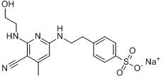 4-[2-[[5-氰基-6-[(2-羟乙基)氨基]-4-甲基-2-吡啶基]氨基]乙基]-苯磺酸钠分子式结构图