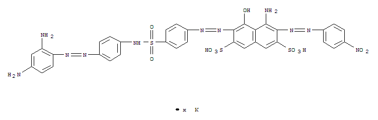 4-氨基-6-[[4-[[[4-[(2,4-二氨基苯基)偶氮基]苯基]氨基]磺酰基]苯基]偶氮基]-5-羟基-3-[(4-硝基苯)偶氮基]-分子式结构图