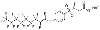 N-[[4-[(十七氟壬烯基)氧基]苯基]磺酰基]-N-甲基甘氨酸钠盐分子式结构图