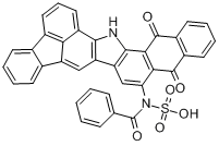 N-[16,17-二氢-5,17-二氧代-5H-芴并[1,9-AB]萘并[2,3-I]咔唑-6-基]苯甲酰胺单磺基衍生物分子式结构图