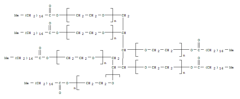 α-氢-ω-(1-氧代十八烷基)聚氧乙烯D-葡糖醇醚分子式结构图