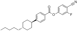 反-4-(4-正戊基环己基)苯甲基-3-氟-4-氰基苯酯分子式结构图