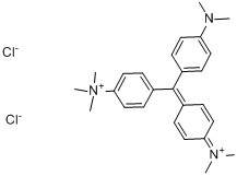 甲基绿;[α-[P-(二甲基氨基)苯基]-α-[4-(二甲基亚氨基)-2,5-环己二烯-1-亚基]-P-甲苯基]乙基二?分子式结构图