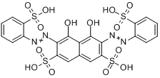 偶氮磺;4,5-二羟基-3,6-双[(2-磺基苯基)偶氮]-2,7-萘二磺酸;双(苯磺酸偶氮)变色酸分子式结构图