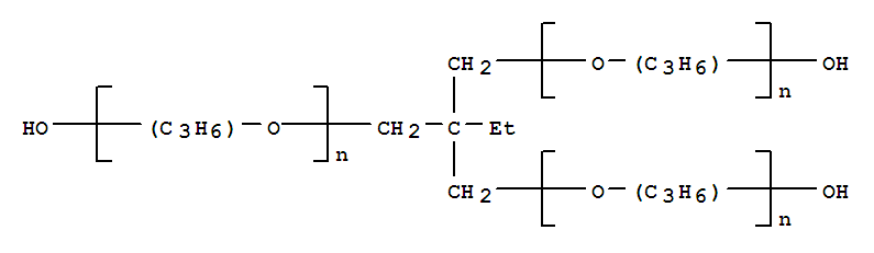 三甲基醇丙烷聚(氧丙烯)三醚;α-氢-ω-羟基-聚[氧(甲基-1,2-乙二基)]/2-乙基-2-(羟甲基)-1,3-丙二醇(3：1)?分子式结构图