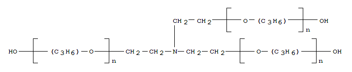 三(聚1,2-丙二醇乙基)胺分子式结构图