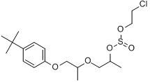 死螨特;杀螨灵;2-氯乙基-2-[2-[(4-(1,1-二甲基乙基)苯氧基]-1-甲基乙氧基]-1-甲基乙基亚硫酸酯;2-[2-(对叔?分子式结构图