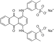 茜素花青绿;茜素绿;3,3'-[(9,10-二氢-9,10-二氧代-1,4-蒽二基)二亚氨基]双(6-甲基苯磺酸)二钠盐分子式结构图