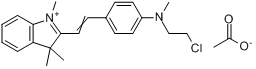 乙酸-2-[2-[4-[(2-氯乙基)甲氨基]苯基]乙烯基]-1,3,3-三甲基-3H-吲哚鎓盐分子式结构图