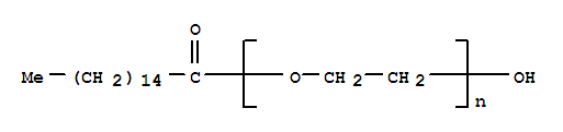 聚棕榈酸乙二醇单酯;α-(1-氧代十六烷基)-ω-羟基-聚氧乙烯分子式结构图