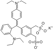 氢[4-[-(二乙基氨基)-3',4'-双(磺酰氧甲基)苯氢叉]-2,5-环己二烯-1-亚基]二乙基胺钾盐分子式结构图