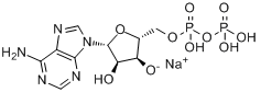 二磷酸腺肝钠盐英文名称：adenosine5-(trihydrogendiphosphate),monosodiumsalt分子式结构图