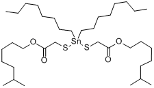 2,2-[(二辛基亚锡)双(硫代)]双乙酸二异辛酯英文名称：Aceticacid,2,2-[(dioctylstannylene)bis(thio)]bis-,分子式结构图