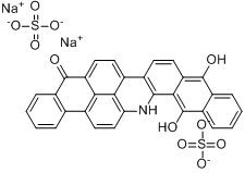 10,15-双(磺基氧基)蒽并[2,1,9-MNA]萘[2,3-H]吖啶-5(16H)-酮二钠盐分子式结构图