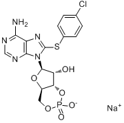 8-(4-硫代氯苯基)腺苷-3,5-(环状)单磷酸钠盐分子式结构图