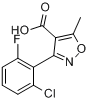 3-(2-氯-6-氟苯基)-5-甲基异恶唑-4-羧酸;3-(2-氯-6-氟苯基)-5-甲基-4-异恶唑甲酸分子式结构图
