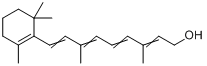 视黄醇;维生素A;3,7-二甲基-9-(2,6,6-三甲基-1-环己烯基)-2,4,6,8-壬四烯-1-醇分子式结构图