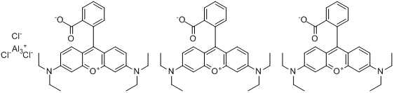 颜料红173;9-(2-羧基氨基)-3,6-双(二乙基氨基)占吨氯化铝盐分子式结构图