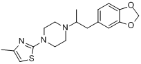 泊地尔芬;1-[1-(1,3-苯并二氧杂环戊-5-基)丙-2-基]-4-(4-甲基-1,3-噻唑-2-基)哌嗪分子式结构图